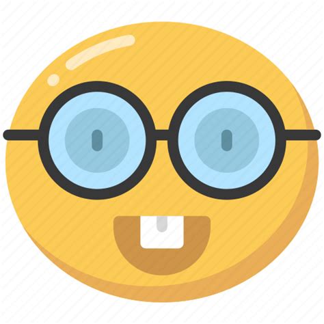 Emoji, emoticon, glasses, happy, nerd, smile icon