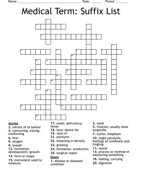 Medical Term Suffix List Crossword Wordmint