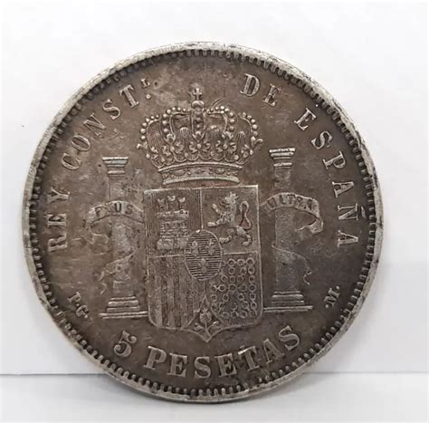 Spanish Silver Pesetas Coin Vintage Old Currency Coin Spain