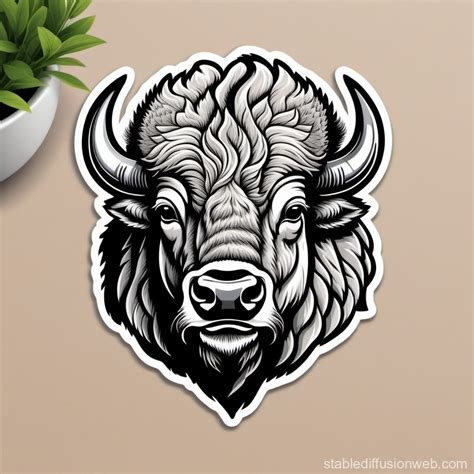 Bison Head In Stylized Colors Stable Diffusion Online