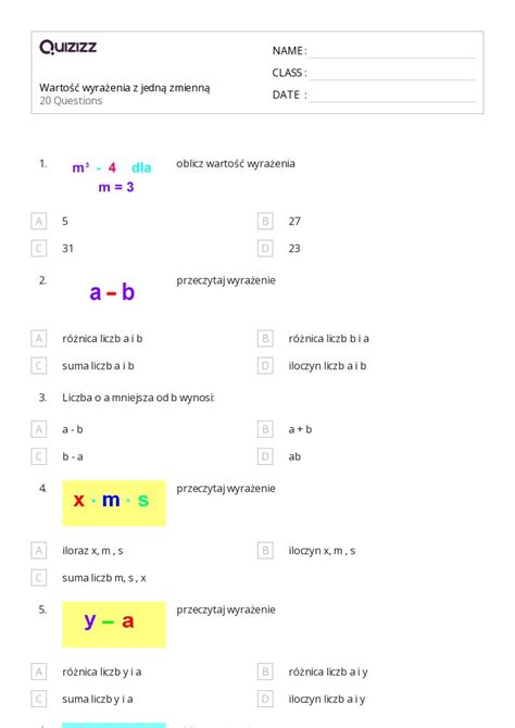 Ponad Wyra Enia I R Wnania Arkuszy Roboczych Dla Klasa W Quizizz