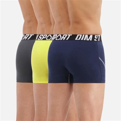 Dim Sport Maintien Fort Lot De Boxers Coton Stretch Gr Bl Vrt T