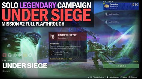 Solo Legendary Lightfall Campaign Mission 2 Under Siege Destiny 2