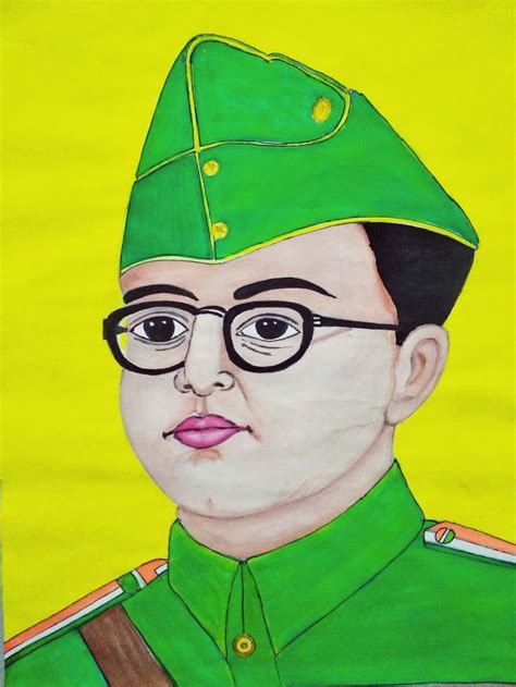 Netaji Subhash Chandra Bose S Portrait Water Colour