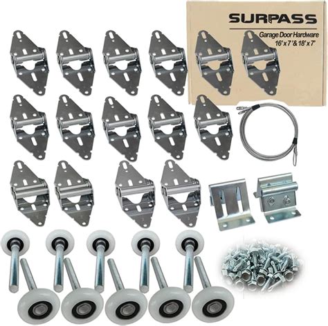 Surpass Garage Door Hardware Kit Roller Hinge Top Bracket Wire Rope