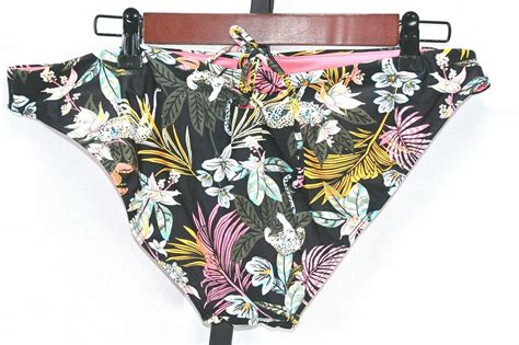 No Boundaries Black Floral Bikini Bottom With Tie Bac Gem