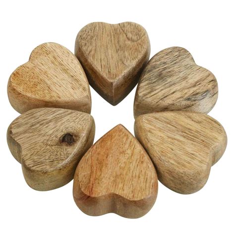 Floristik24 At Streudeko Holzherzen Tischdeko Herz Holz Natur 5cm 6St 08386