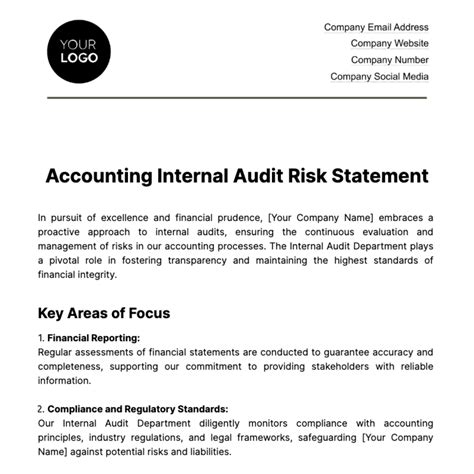 accounting internal audit risk statement template edit