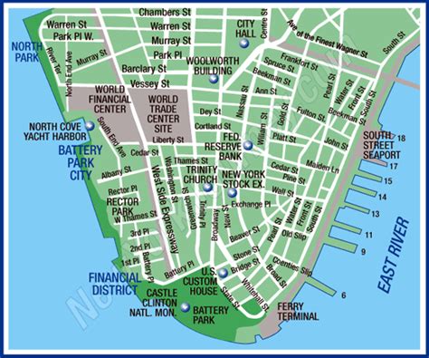 Financial District/The Battery | Area Maps of New York City | New York ...