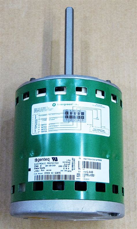 Evergreen GenTeq Electric Motor ECM Open Air Over 3 4 HP 208V 6A 5