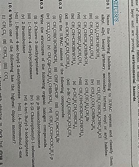 Write The Structures Of The Following Organic Halogen Compounds