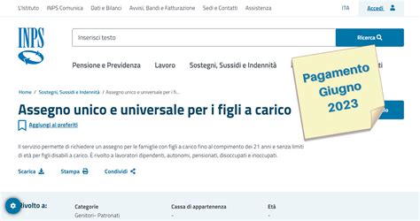 Pagamento Assegno Unico Giugno Primi Accrediti Inps Scadenza A