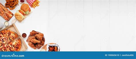 Selection Of Take Out And Fast Foods Corner Border Banner Top Down