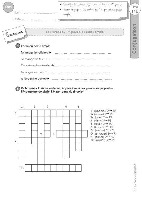 cm1 EXERCICES le passé simple 1er groupe