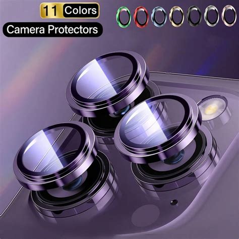 11 Colors Metal Ring Camera Lens Protector Glass Compatible With Iphone