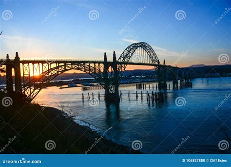 Astoria Megler Bridge at Sunset from the Oregon Side Stock Photo ...