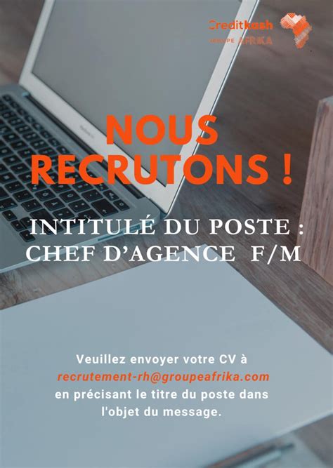 Credit Kash Recrute Chef D Agence H F Y A Bara Offres D Emplois Et