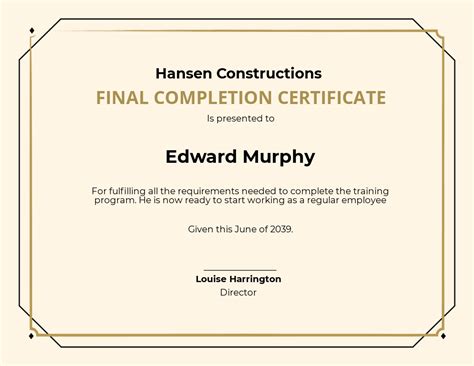 24 Free Construction Certificate Templates Customize And Download