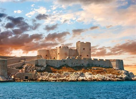 4K Chateau D If France Castles Sky Marseille Fortress Clouds HD