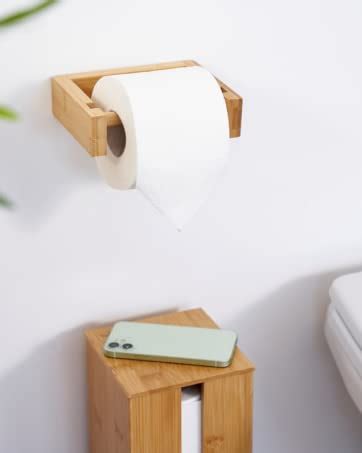 Hennez Bamboo Toilet Roll Storage Rolls With Lid Free Standing