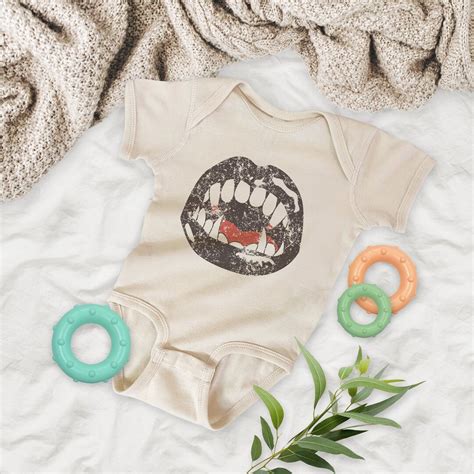 Vampire Teeth And Lips Halloween Design Baby Onsie Bodysuit Etsy