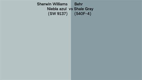 Sherwin Williams Niebla Azul SW 9137 Vs Behr Shale Gray 540F 4 Side