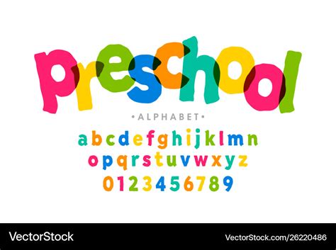 Preschool Kids Style Colorful Font Alphabet Vector Image