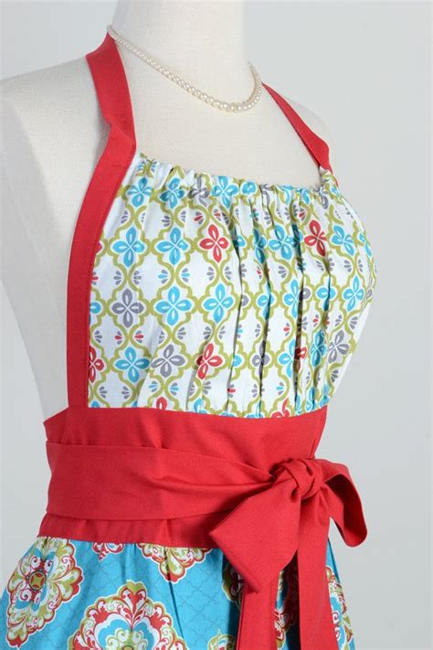 Cute Kitsch Retro Apron Handmade Full Womens Apron In Modern Etsy