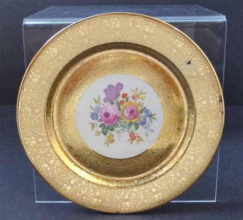 Vintage Hand Painted Carat Gold Flowers Dinner Plate About