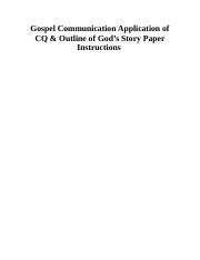 Gospel Communication Application Of Cq Outline Of God S Story Paper