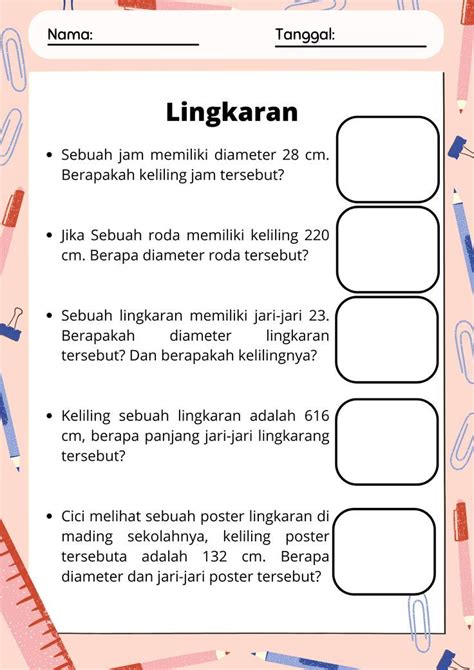 Luas Dan Keliling Lingkaran Indonesia Math Worksheet For Grade Artofit