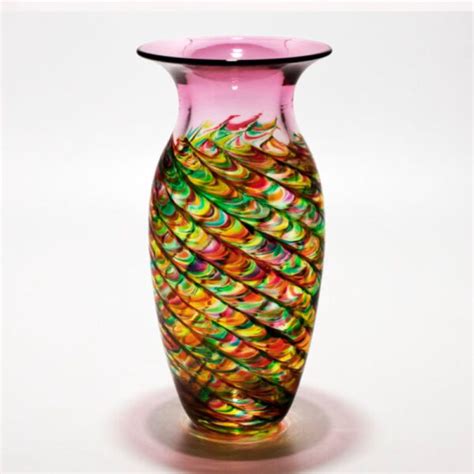 Colourful Glass Art Vases I Optic Rib Urn By Michael Trimpol I Boha Glass