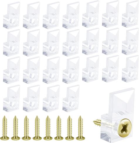 Tatuo 20 Sets Of Mirror Holder Clips Kit Clear Plastic Mirror Mounting Clips