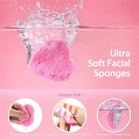 Gainwell Count Heart Shape Compressed Facial Sponges For Daily