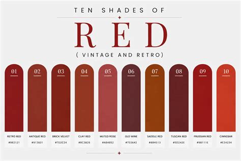 shades  red color correct    red colors  hex  rgb