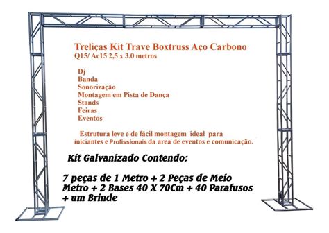 Treliças Kit Trave Box Truss Q15 Aço 2 5 3 30m Galvanizada Mercado