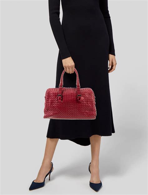 Bottega Veneta Leather Roma Red Handle Bags Handbags Bot314605