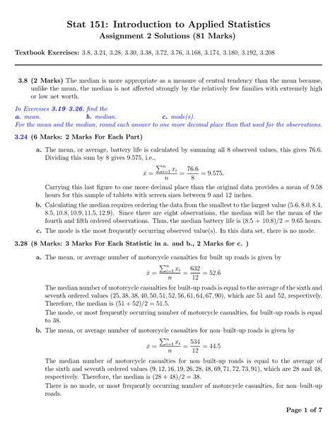 Assignment Solution Stat Introduction To Applied Statistics