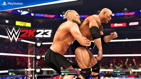 Wwe 2k23 Brock Lesnar Vs The Rock Vs Bobby Lashley Triple Threat Ps5™ [4k60] Youtube