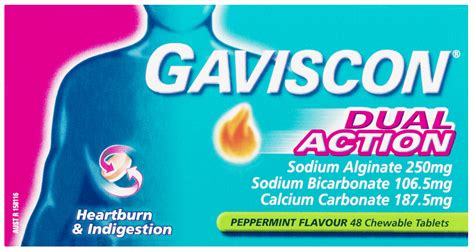 Gaviscon DUAL ACTION Chewable Tablets 48 Peppermint Gaviscon