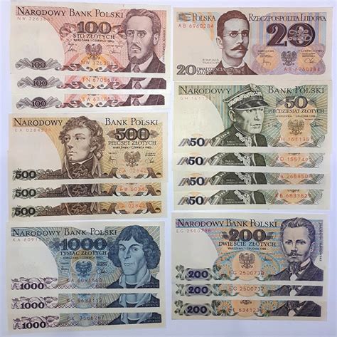 Złoty polski ZESTAW Waluta PRL banknoty UNC Bielsko Biała Kup