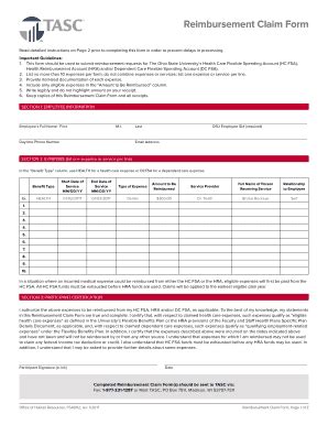 Fillable Online Hr Osu Reimbursement Claim Form The Ohio State