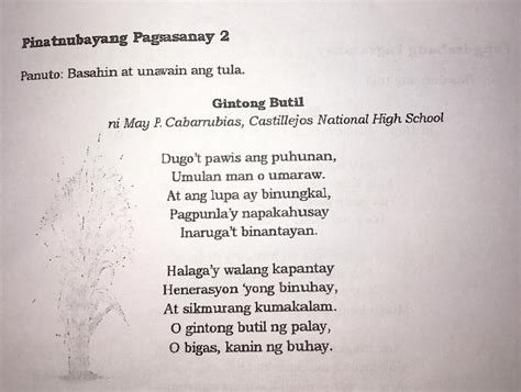 1 Anong Elemento Ng Tula Ang Nalilinang Sa Bahaging Ito 2 Tungkol Hot Sex Picture