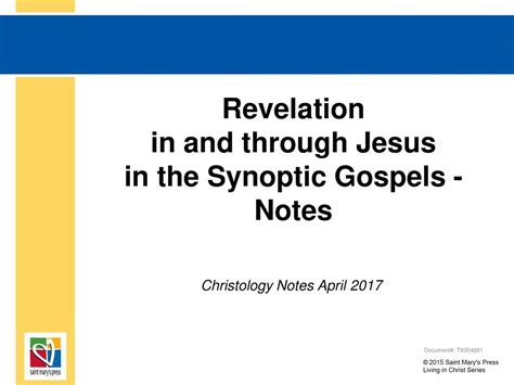 Revelation In And Through Jesus In The Synoptic Gospels Notes Ppt