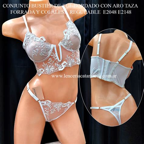 ANDRESSA CONJUNTO BUSTIER DE TUL BORDADO CON ARO TAZA FORRADA Y