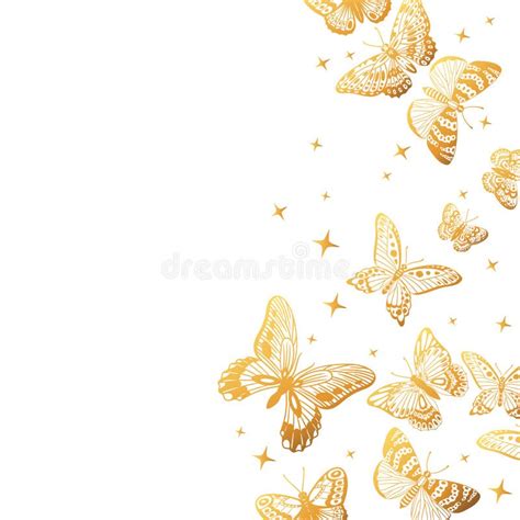 Cartoon Gold Butterflies Pattern Gorgeous Butterfly Background Flying