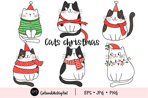 Cats Christmas Clipart Graphic By Catandme · Creative Fabrica