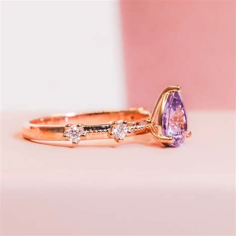 Lavendel Saphir Versprechen Ring Set personalisierte Geschenk für sie