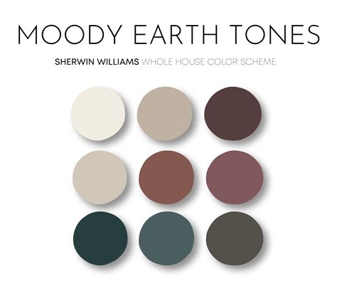 Moody Earth Tones Sherwin Williams Paint Palette Earthy Neutrals In