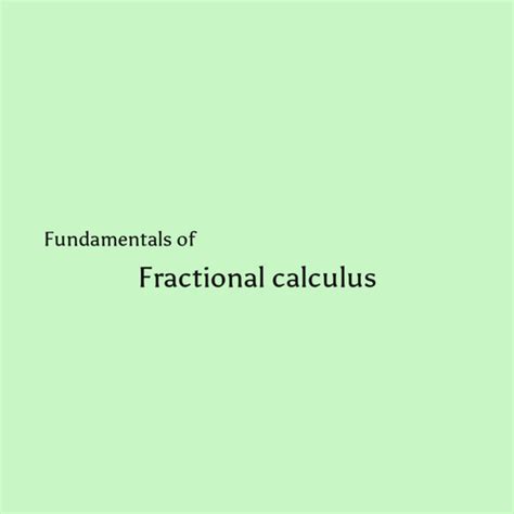 Fractional calculus